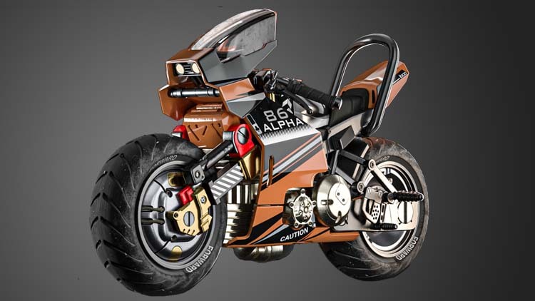 Futuristic Motorcycle Modeling Unwrapping and Texturing By 3DRedBox Studio